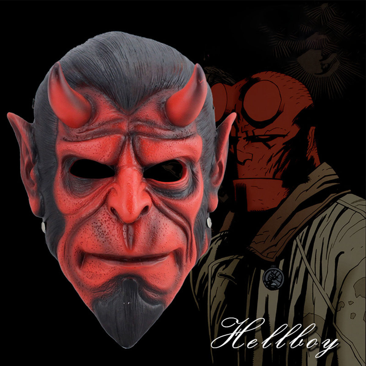 Mask หน้ากาก เดวิด ฮาร์เบอร์ จากหนัง Hellboy เฮลล์บอย วัสดุ ไฟเบอร์กลาส Fiberglass ป้องกัน สำหรับใส่ ปาร์ตี้ แฟนซี คอสเพลย์ สยองขวัญ สุดโหด 
ฮอกกี้ หมวก บีบีกัน ฮาโลวีน รักบี้ Horror Cosplay Hockey Hat Marvel DC BBGUN Halloween Party Fancy Rugby