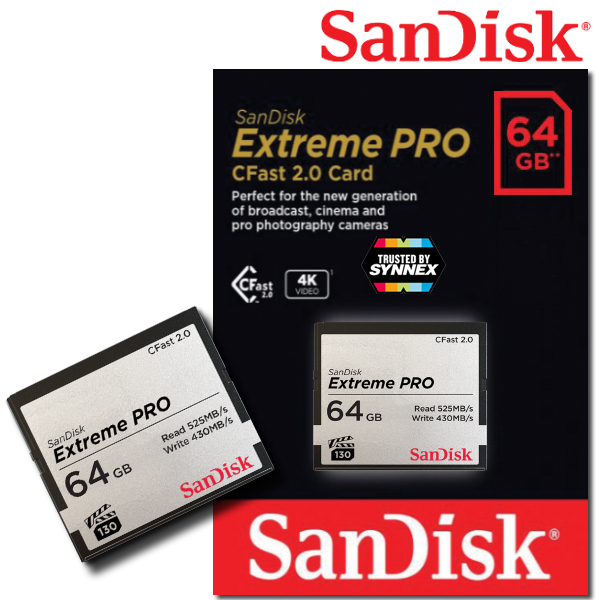 SANDISK EXTREME PRO CFAST 2.0 COMPACTFLASH CF 64GB (SDCFSP_064G_G46D) อุปกรณ์รองรับการ์ดหน่วยความจำ สำหรับกล้องCF กล้องระดับกลาง กล้องวีดีโอ เมมโมรี่ การ์ด แซนดิสก์ รับประกันLifetime โดย Synnex