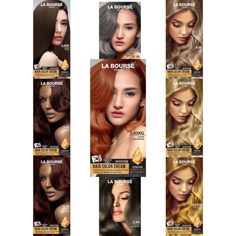 คุณภาพดีMade in KOREA La Bourse Hair Color Cream ครีมเปลี่ยนสีผม ลาบ