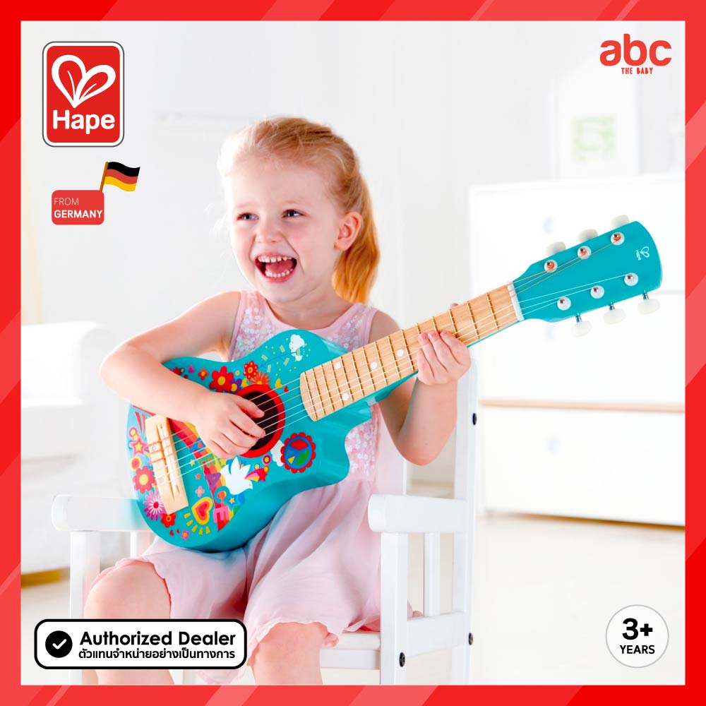 Hape ของเล่นไม้ กีตาร์เด็ก Flower Power Guitar ของเล่น เด็ก เสริมทักษะ สำหรับเด็ก 3 ปีขึ้นไป