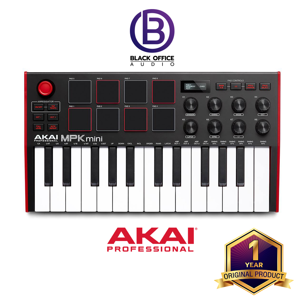 AKAI MPK mini MK3 มิดี้ คีย์บอร์ด / ทำเพลง / ทำบีท / Midi Keyboard / Midi Controller (BlackOfficeAudio)