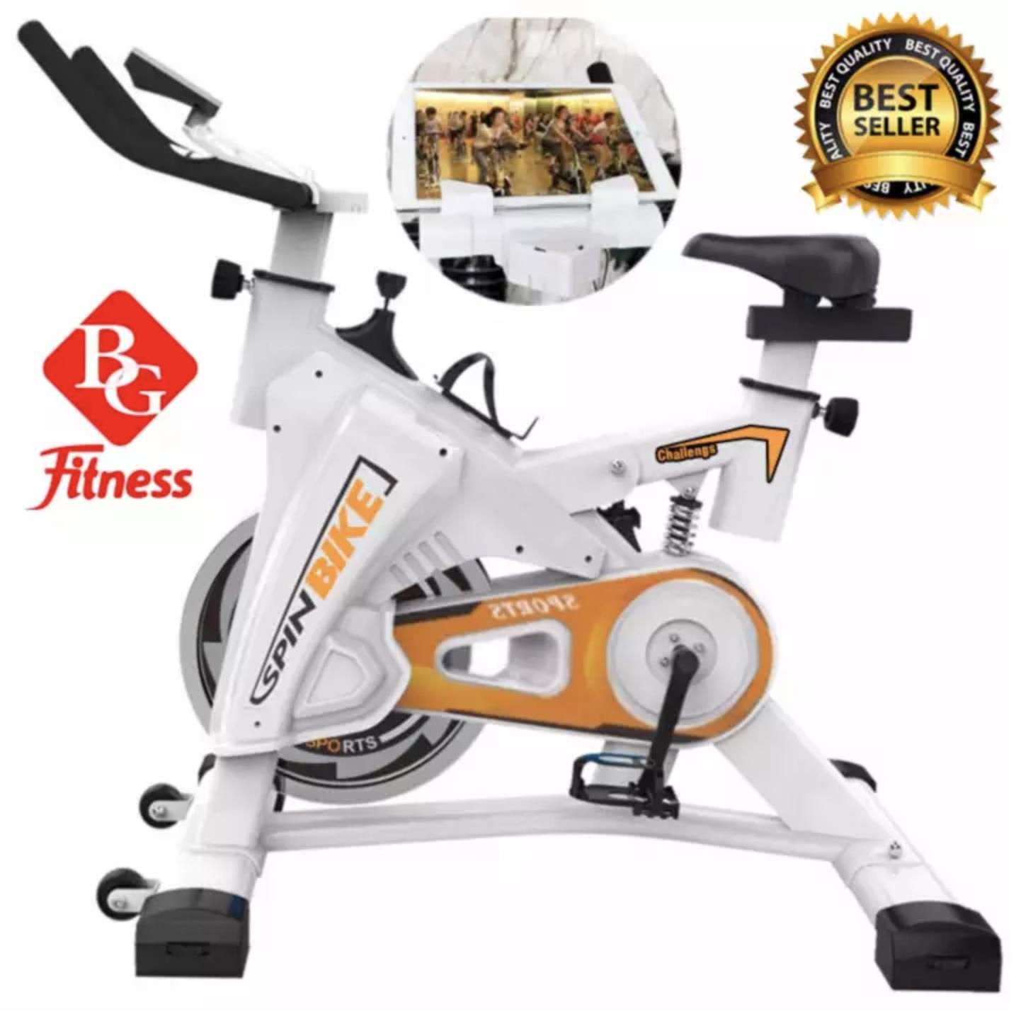 B&G SPIN BIKE จักรยานออกกำลังกาย Exercise Fitness Spin Bike Commercial Grade ระบบสายพาน (White-Orange) - รุ่น S306 B&G SPIN BIKE จักรยานออกกำลังกาย Exercise Fitness Spin Bike Commercial Grade ระบบสายพาน (White-Orange) - รุ่น S306