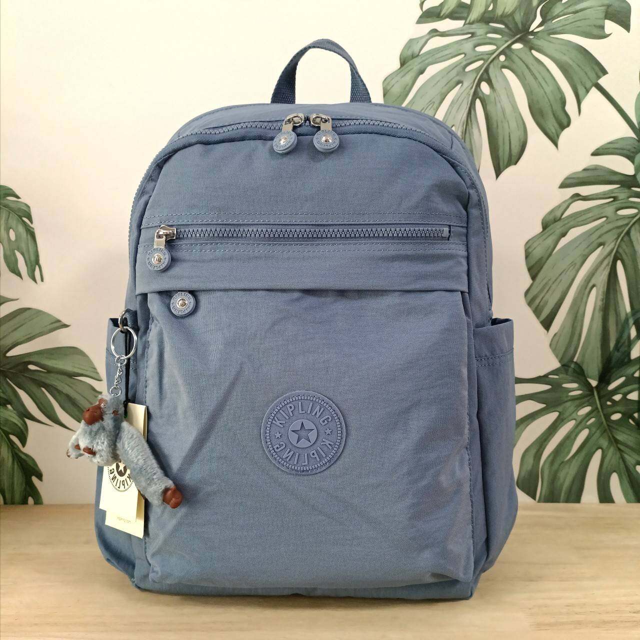 Kipling Hendry Daily Backpacks กระเป๋าเป้สะพายหลัง วัสดุ Nylon 100%  (น้ำเงินเข้ม) | Pgmall