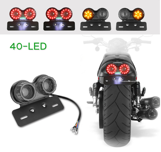 1Pc Motorcycle Taillight Turn Signal Indicators Custom Motorbike Rear Stop Lamp Brake Light Cafe Racer Flashing Lamp