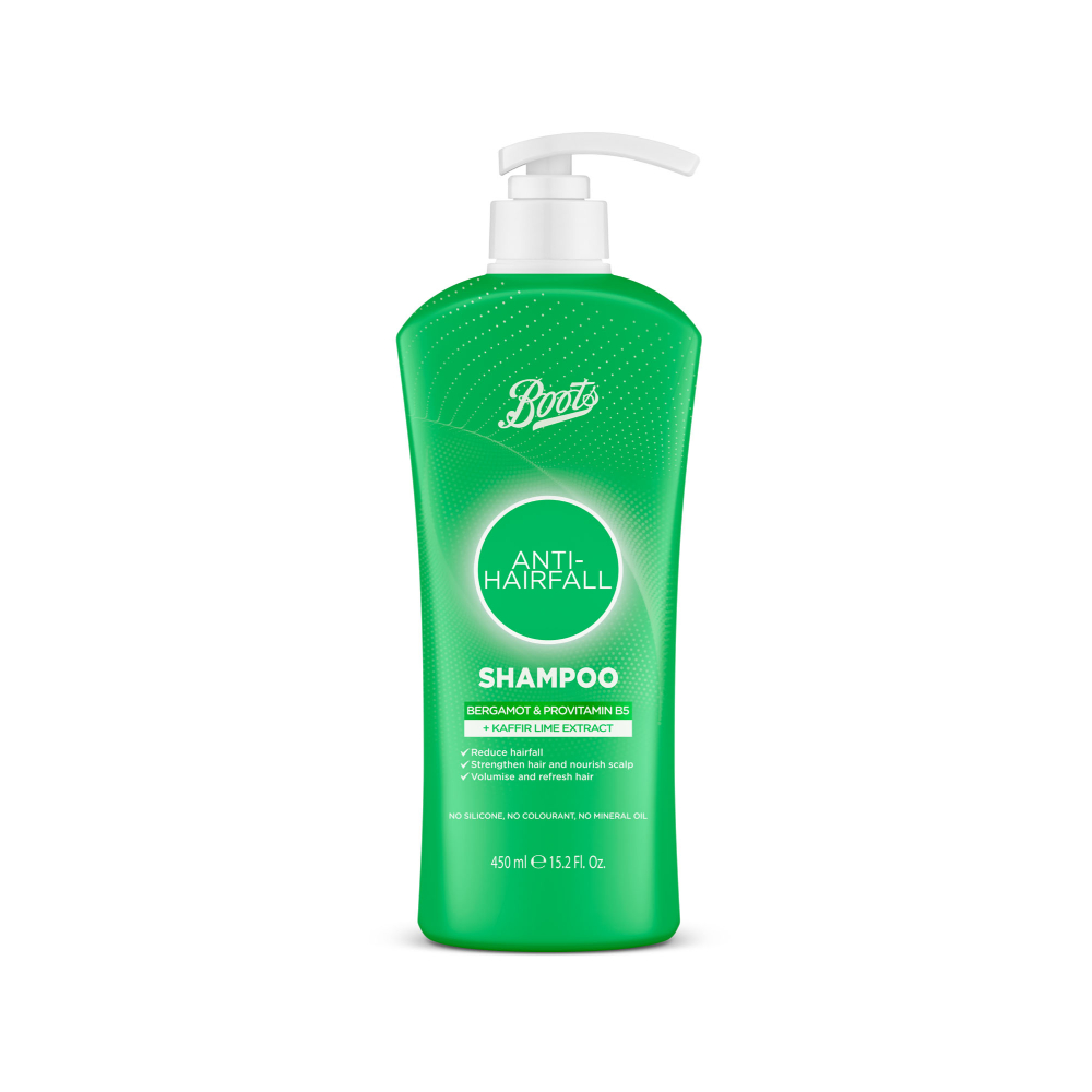 Boots AntiHairfall Shampoo Hair Solution Collection 450 ml. บู๊ทส์