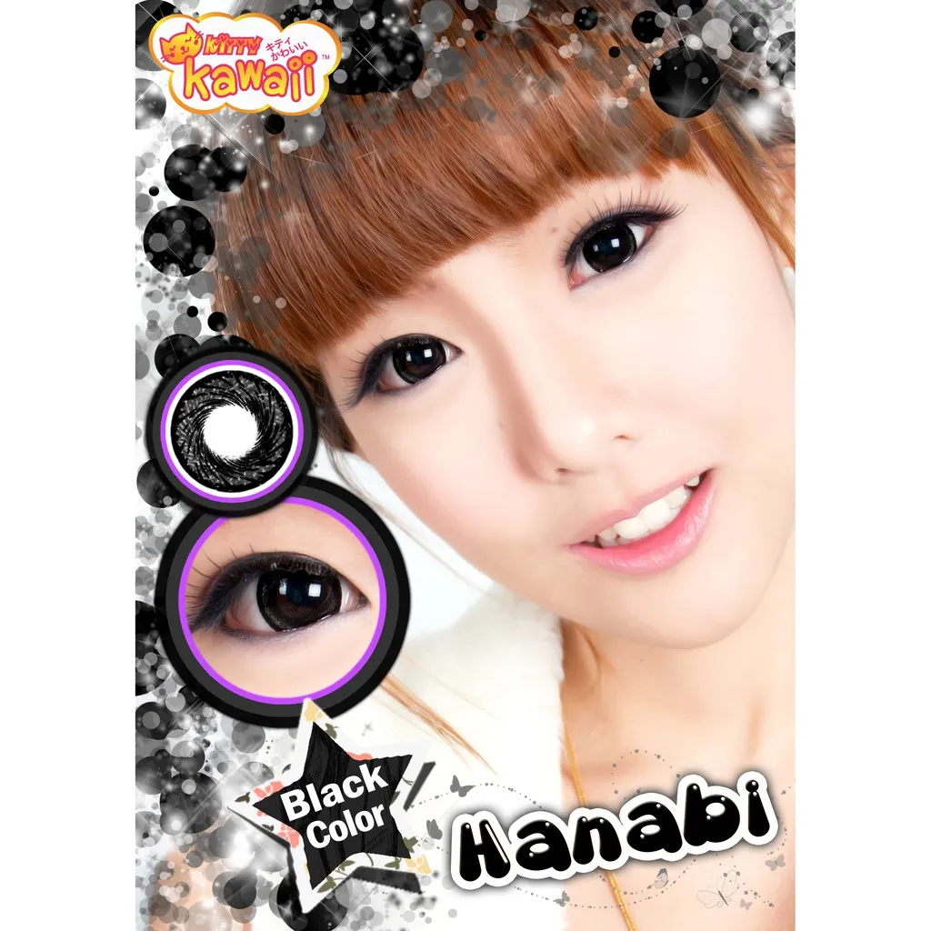 คอนแทคเลนส์ บิ๊กอาย Kitty Kawaii รุ่น 007 ( Hanabi) สีดำ ถามเพิ่มเติมใน Chat นะคะ