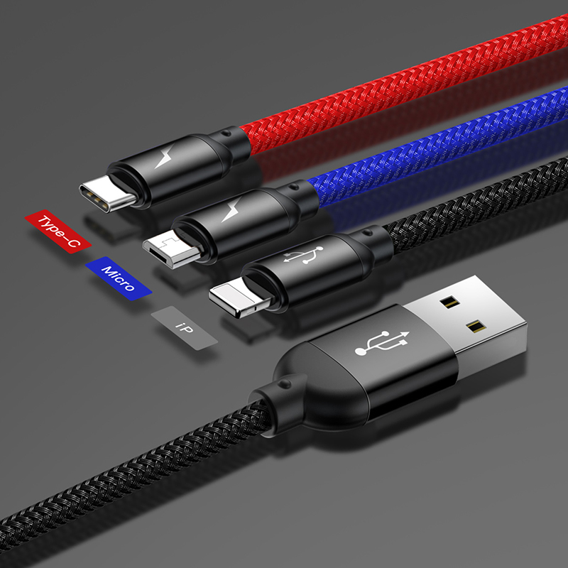 Baseus สายชาร์จ รุ่น Three Primary Colors 3-in-1 Cable USB For MLT 3.5A ...