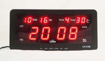 GooAB Shop นาฬิกาปลุก ตั้งโต๊ะ ติดผนัง LED พร้อมวันที่ ขนาด 7 นิ้ว - ไฟสีแดง  CX2158