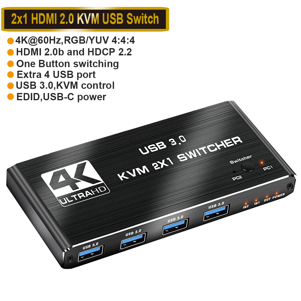 Navceker 8K KVM Switch HDMI Compatible 4K 120Hz 2 Port HD KVM Switcher USB For Shared Monitor