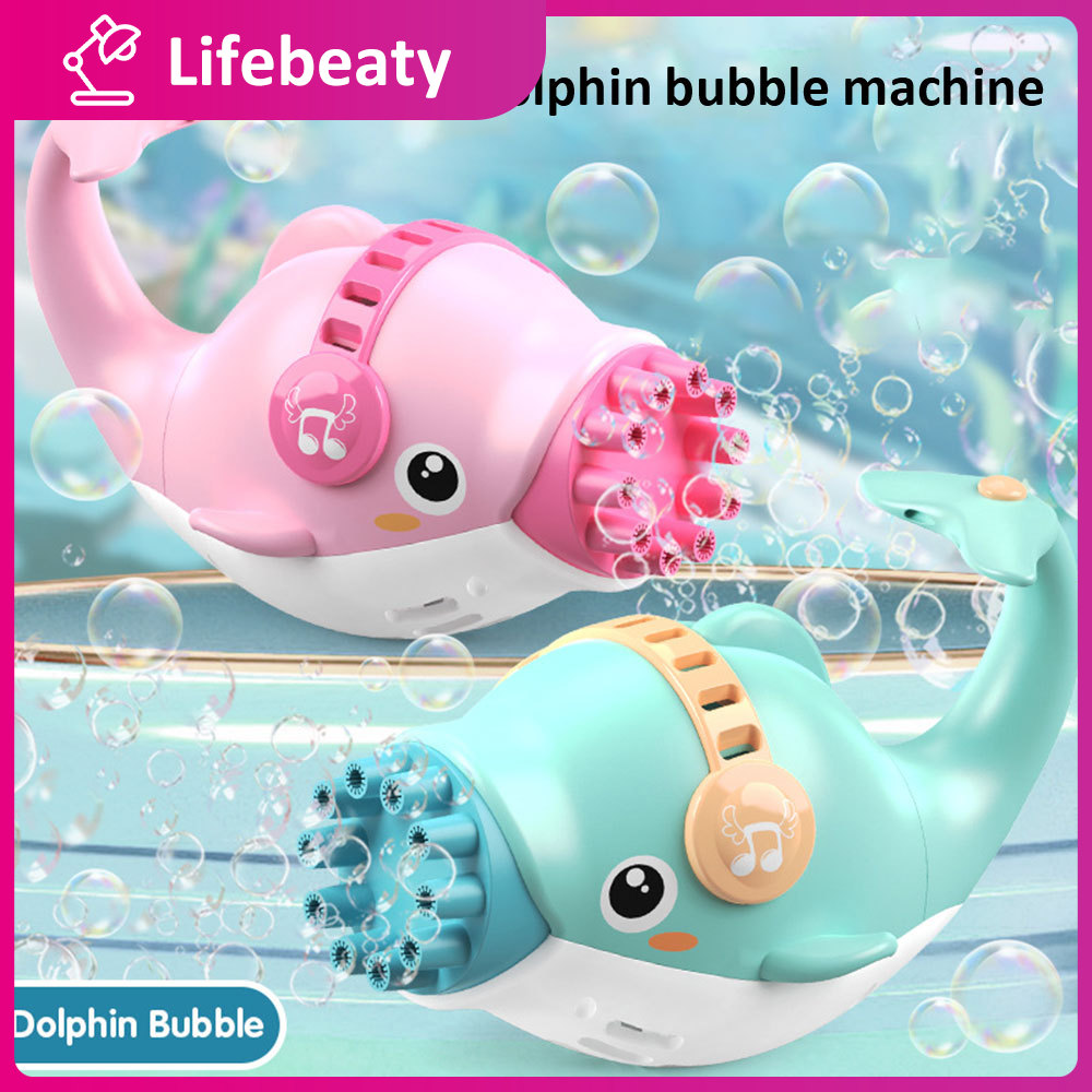 ตลกสวยเครื่องเป่าฟองของเล่น Bubbler Dolphin ไฟฟ้าเครื่องเป่าฟอง Relax Outdool Multicolor