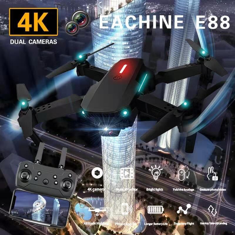 พร้อมส่ง! โดรนบังคับวิทยุ รุ่นขายดี Drone E88 Double camera ถ่ายภาพ บินนิ่ง ถ่ายวีดีโอชัด