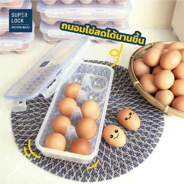 กล่องสำหรับเก็บไข่ไก่ 10 ฟอง no .6110 (plastic eggs containers) ตรา Micron Ware