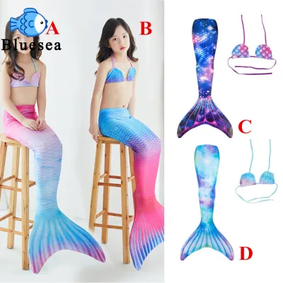 Baby Girls Mermaid Swimsuit Colorful Mermaid Tail Swimsuit Bikini Sets for Cosplay Party Beach Swimming Wearing