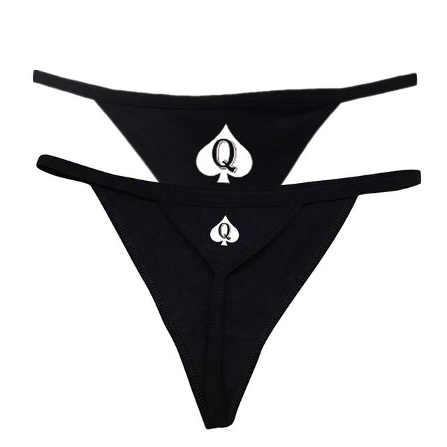 Women Thongs G-string Underwear Poker Q Qos Print Panties