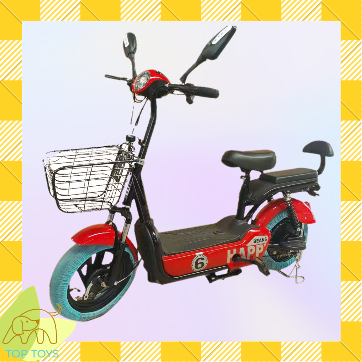 จักรยานไฟฟ้า electric bike สกู๊ตเตอร์ไฟฟ้า e-scooter ขับขี่ง่ายสบาย แบบ 2 ที่นั่งTop Toys รุ่น U2014