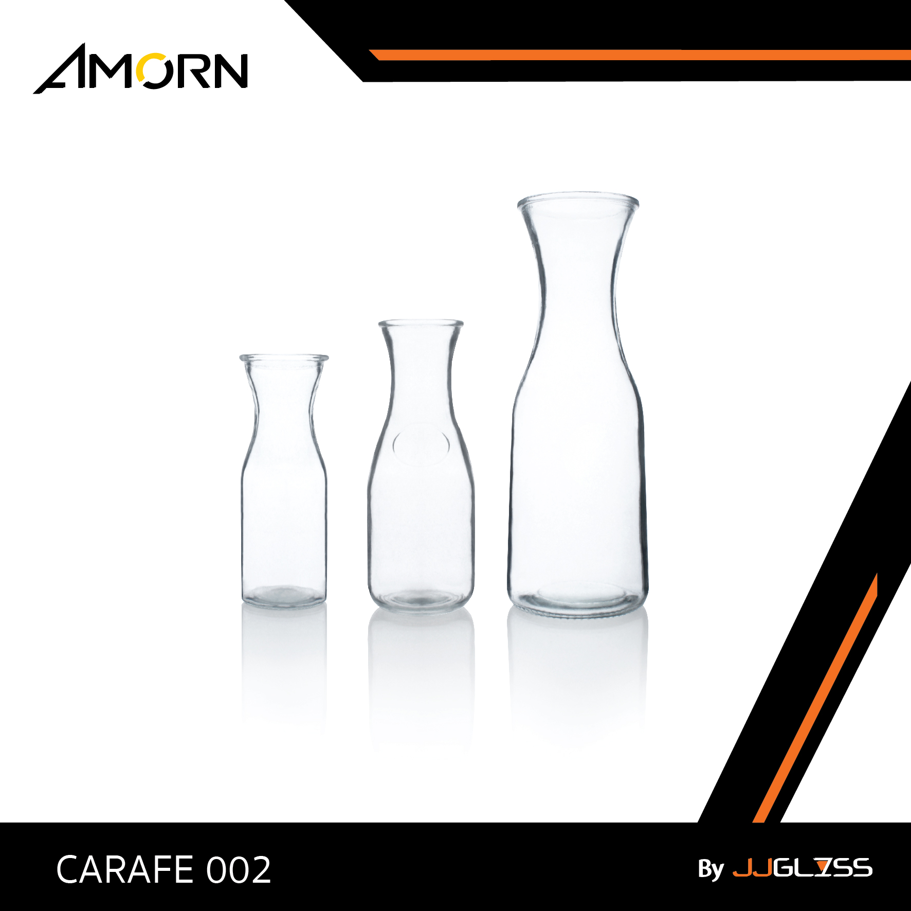 JJGLASS - (AMORN) CARAFE 002 - แจกันแก้ว แจกันขวด แจกันใส ขวดแก้วใส แฮนด์เมด ความสูง 17.2 ซม., 20 ซม. และ 27 ซม.
