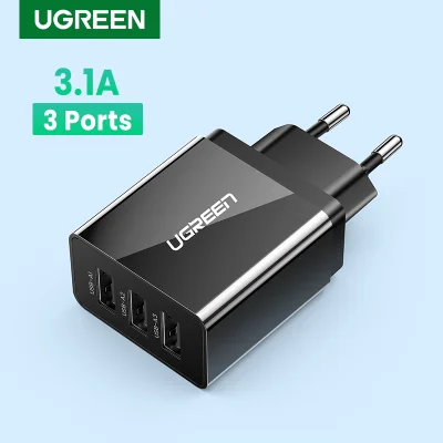 UGREEN Original Charger Three Ports USB Charger Cell Phone Fast Charger for Samsung Xiaomi Redmi VIVO, OPPO, LG, ASUS Mobile Phone Charger