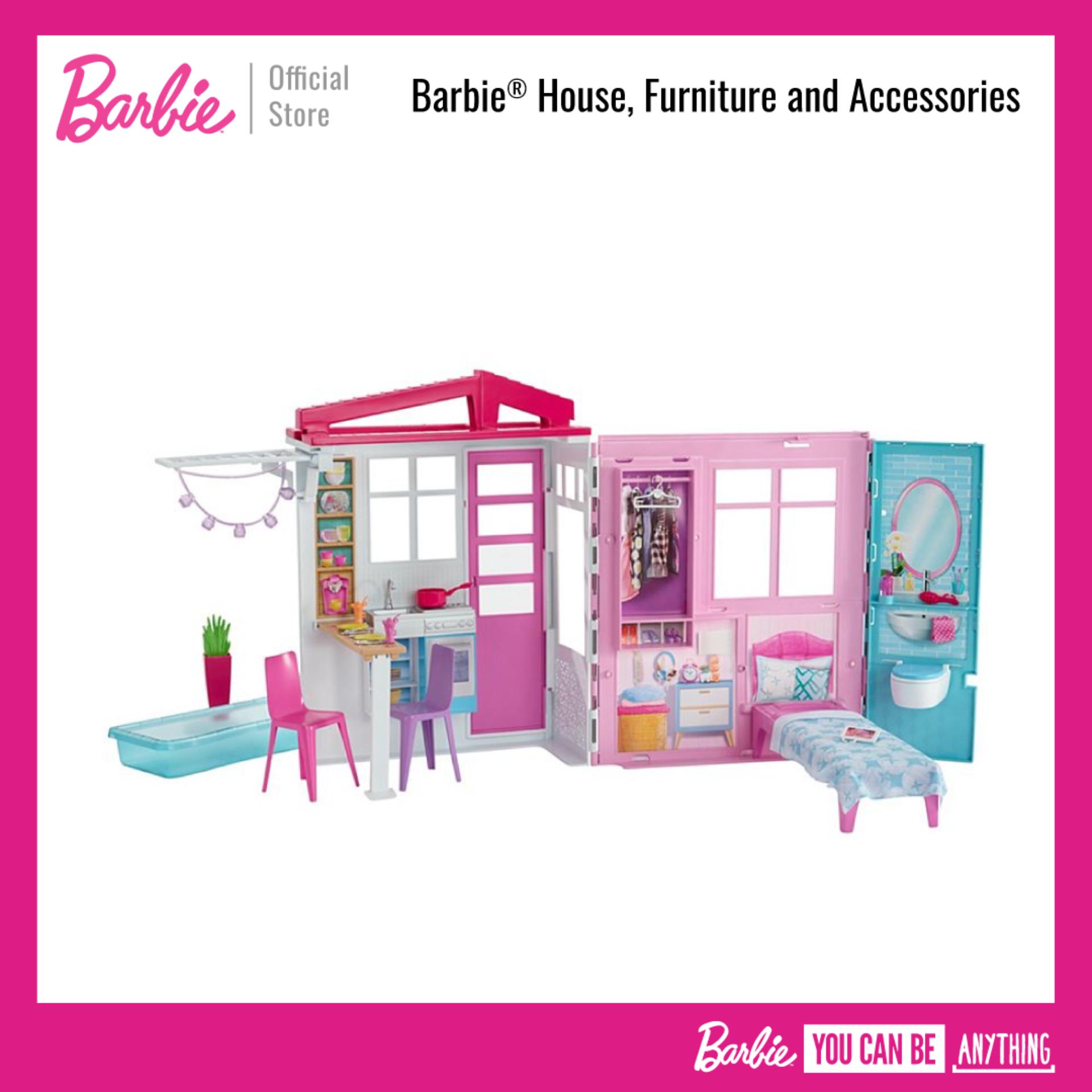 Barbie® House, Furniture and Accessories บาร์บี้ บ้านตุ๊กตา พร้อมเฟอร์นิเจอร์ ของเล่น ของเล่นเด็ก