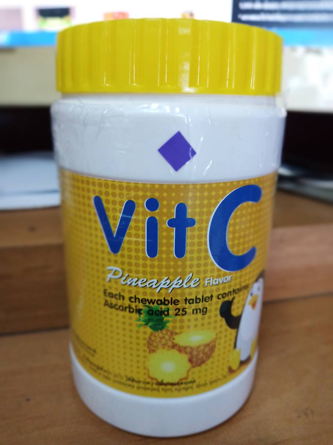 วิตามินซี 1,000 เม็ด (แบบอม) ผลิตภัณฑ์เสริมอาหารวิตามินซี รสสัปปะรด Vit C [0709]