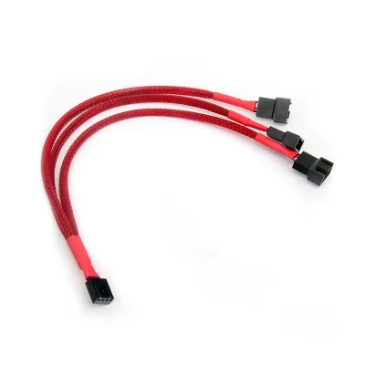 PWM Fan Hub Extension Cable PWM 4Pin one point to 3way Red (สายเเปลง PWM to 4 pin 3way สีแดง จัดส่งในไทย)