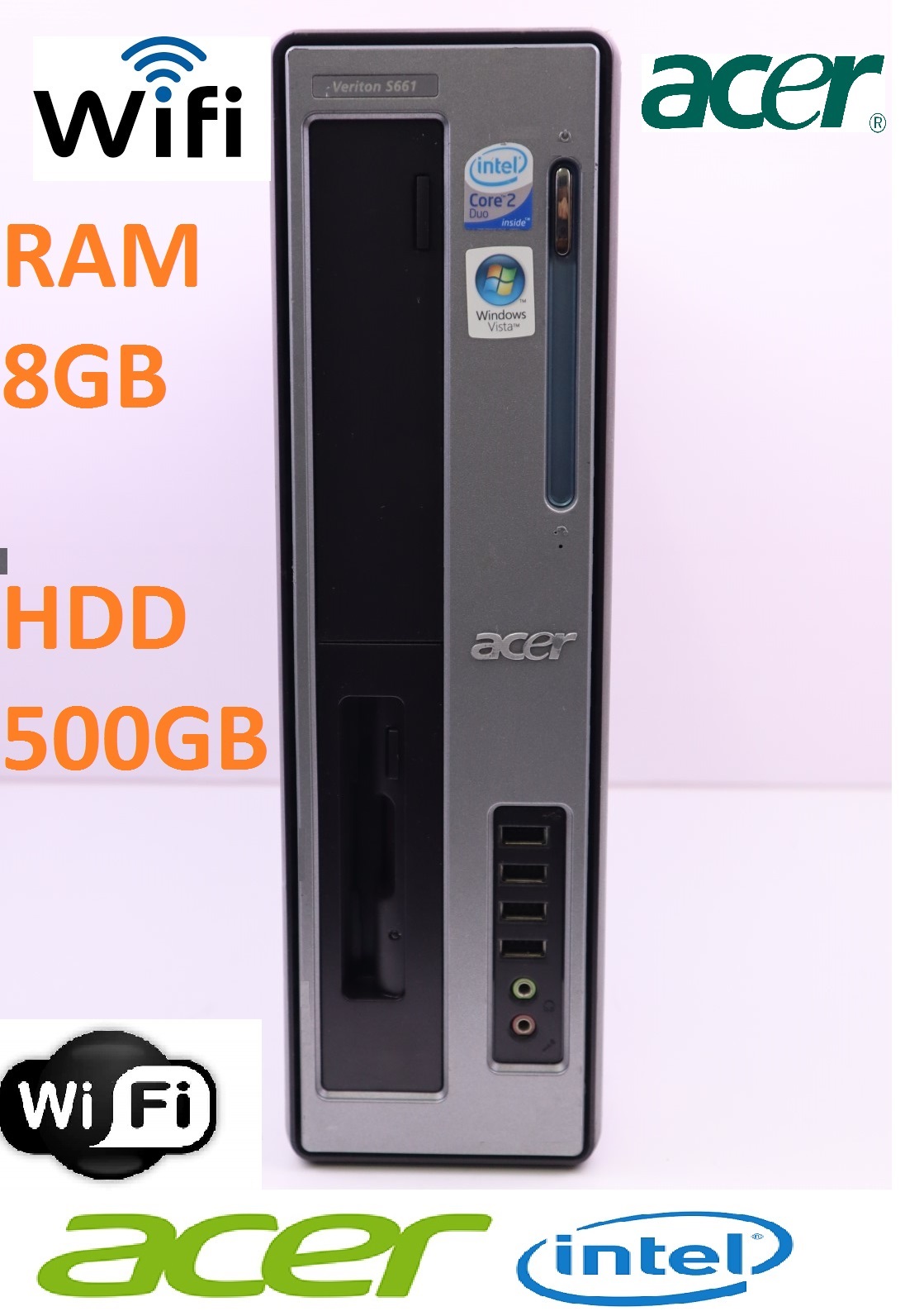 Acer Veriton S661 Intel® Core™2 Duo Ram 8GB HDD 500GB Wi-Fi