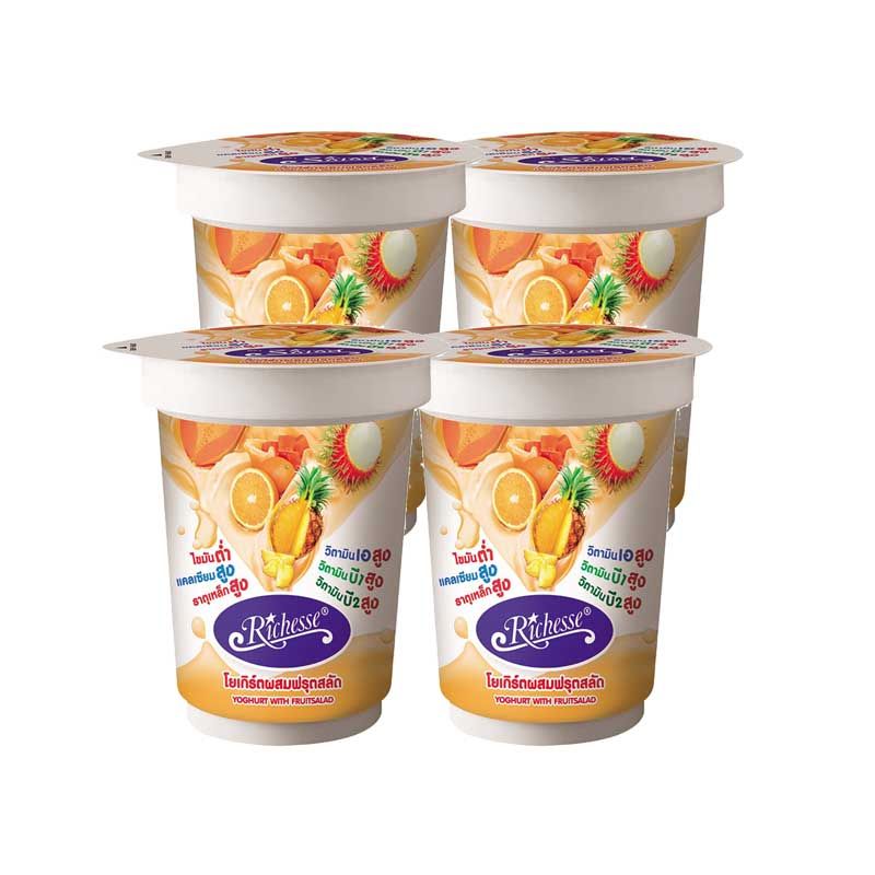 ริชเชส โยเกิร์ตผสมผลไม้รวม 135 กรัม x 4 ถ้วย/Riches yoghurt mixed fruit 135 grams x 4 cups