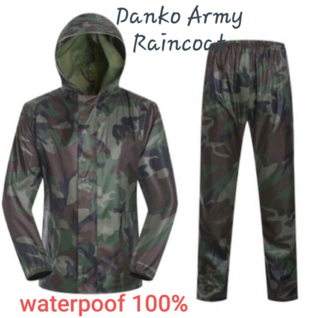 โปรโมชั่น ชุดกันฝน Danko Raincoat มีแถบสะท้อนแสง (สีลายพรางทหาร)(เสื้อแบบมีหมวกฮู้ดพับเก็บได้+กางเกง+กระเป๋า)ผ้าโพลีเอสเตอร์หนา ลดกระหน่ำ เสื้อกั๊ก สะท้อน แสง เสื้อ เซฟตี้ ชุด สะท้อน แสง เสื้อ สะท้อน แสง สี ส้ม