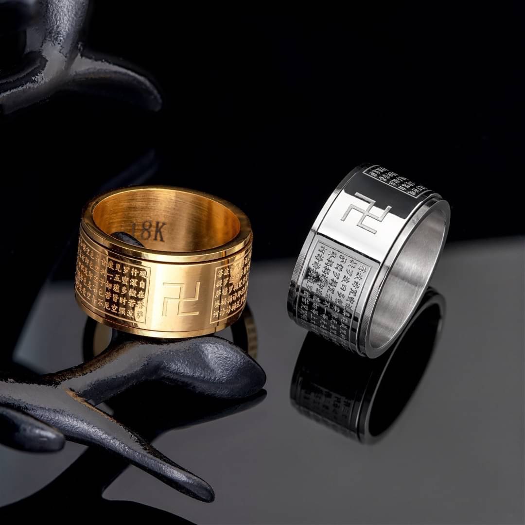 💰แหวนหัวใจพระสูตร สีเงิน สีทอง รุ่นหนา แหวนสแตนเลสหมุนได้ แหวนหฤทัยสูตร พร้อมส่ง
