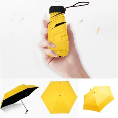 2YAO2YAO Dual-use Unisex Sunscreen Portable Coating Parasol Anti-UV Mini Umbrella 5 Fold Sun Umbrella Rain Umbrella Pocket Compact