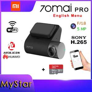 (เมนูภาษาอังกฤษ)Xiaomi 70Mai Dash CAM Pro 1944 จุดรถกล้อง DVR WiFi Voice Control ที่จอดรถ Monitor 140 FOV  Dash Camera+Memory card 64GB