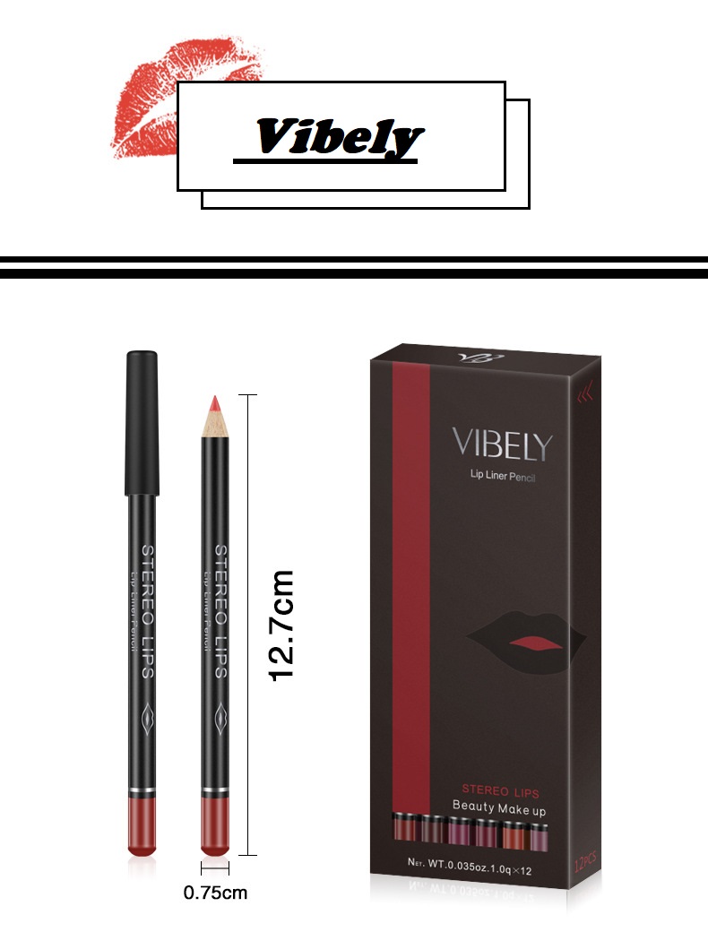 ลิปดินสอ vibely lip liner 12 สี 12 แท่งในหนึ่งกล่อง จะเขียนเน้นขอบปาก หรือจะทาทั้งปากก็สวย เบลนสีง่าย เพิ่มลูกเล่นด้วยการทาผสมสีได้ด้วยนะคะ