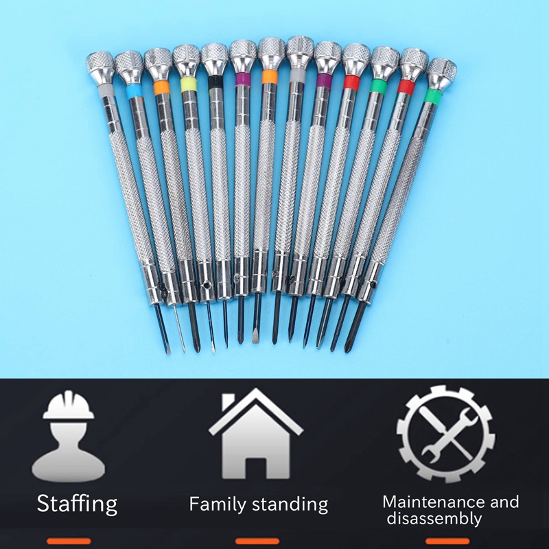 0.6Mm2.0Mm 13Pcs New Watchmakers Screwdrivers Set Watch Glasses Flat