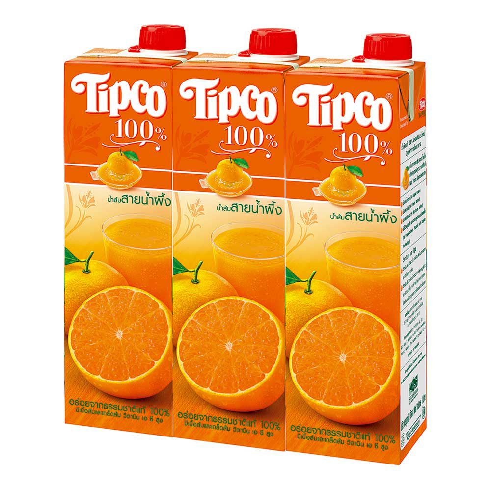 ทิปโก้ น้ำส้มสายน้ำผึ้ง 10000 มล. x 3 กล่อง/Tipco 100% Sai Nam Phloeng 1000 ml. X 3 boxes