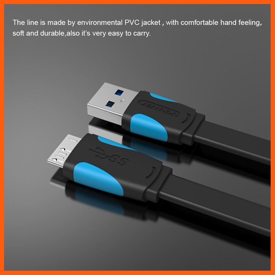 ✨✨#BEST SELLER?? Half YEAR SALE!! Vention (100cm.,black) USB 3.0 A to Micro-B Cable For Portable Hard Drive Galaxy Note3 Galaxy S5 เคเบิล Accessory สาย หูฟัง usb ตัวรับสัญญาณ HDMI เสียง TV ระบบสี แสง จอถาพ บันเทิง