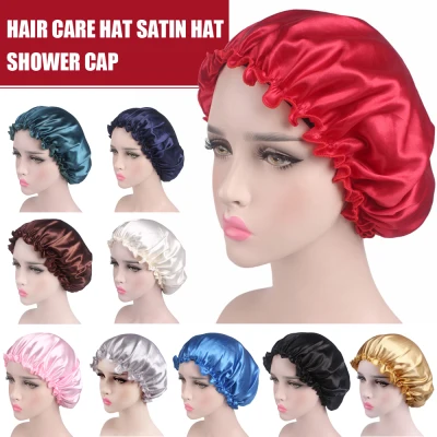 QOOVV Silk Elastic Women Hair Care Head Cover Night Sleep Bath Hair Cap Shower Hat Sleeping Hat Shower Caps