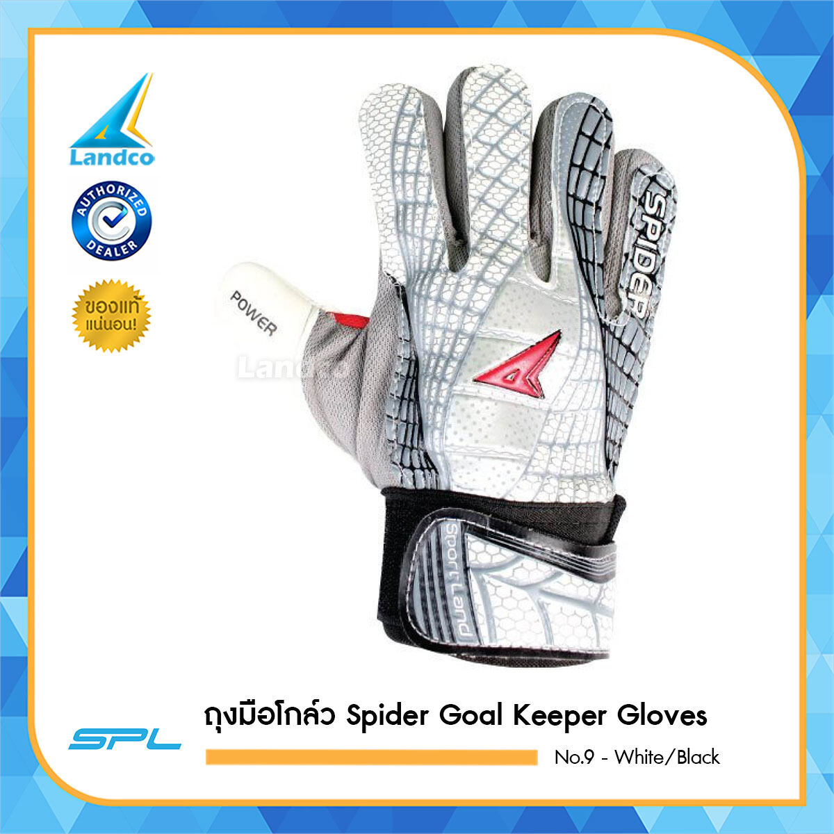 SPORTLAND Spider Goal Keeper Gloves No.9 - White/Black