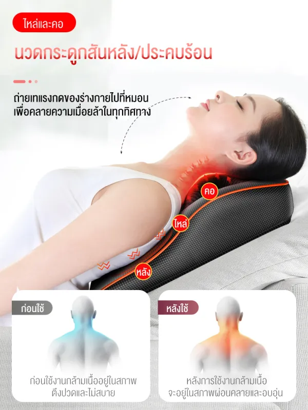 ภาพสินค้าเบาะนวดไฟฟ้า หมอนนวด เบาะนวดอเนกประสงค์ แยกส่วนได้ นวดคอ หลัง Multi-pe massage cn, neck and back massage machine จากร้าน ROBAN OfficiaI Store บน Lazada ภาพที่ 5