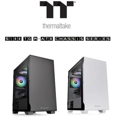 เคสคอมพิวเตอร์ ThermalTake S100 TG Snow ,S100 mATX Tempered Glass ขนาด mATX Case (NP) มีให้เลือก 2สี ขาวและดำ