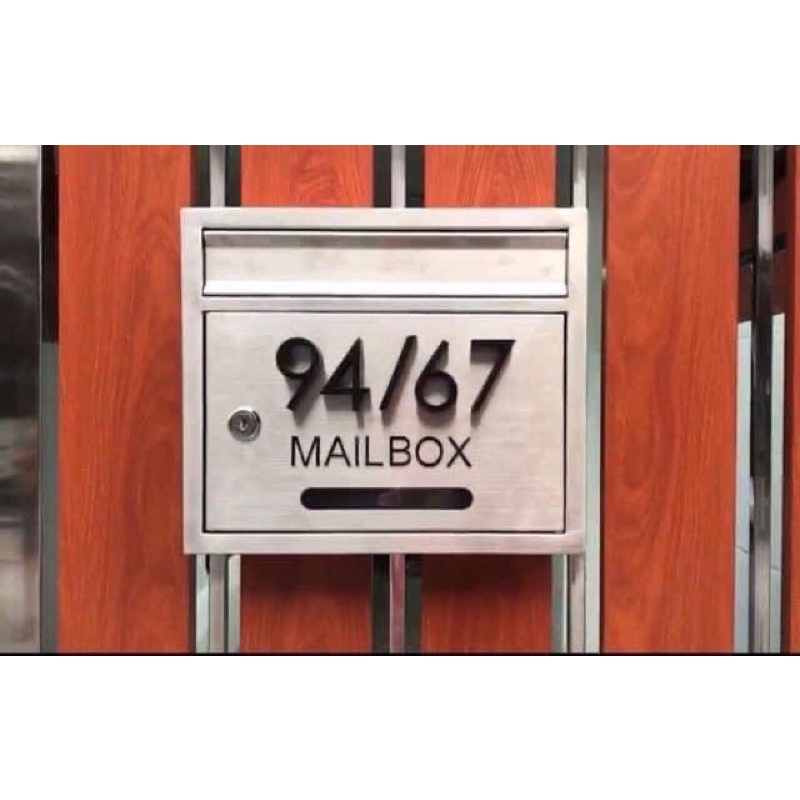 [HIT] ตู้จดหมายสแตนเลส พร้อมติดเลขที่บ้าน กล่องใส่จดหมาย MAILBOX รุ่น ...