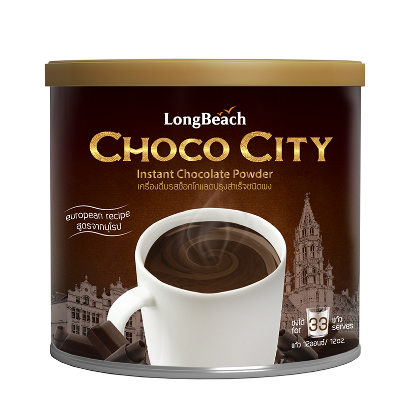 ลองบีชช็อกโก้ซิตี้ กระป๋อง ขนาด 400 กรัม LongBeach Choco City Chocolate Powder 400 g.