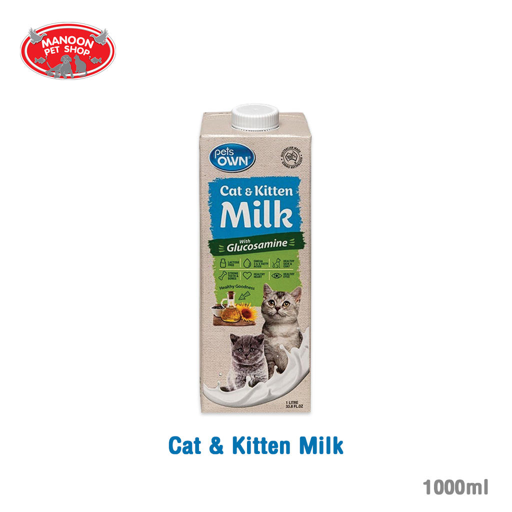 [MANOOM] Pets Own Cat & Kitten Milk with Glucosamine เพ็ทส์โอน นมสำหรับลูกแมวและแมวโต ขนาด 1000 มล.