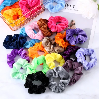 SYBOOKS 12/18/24/38/50/Pcs Great Gift Rubber Ties Hair Accessories for Women Girls Velvet Hair Scrunchies Elastic Hair Bands Ponytail Holder Scrunchy Hair Ties Ropes