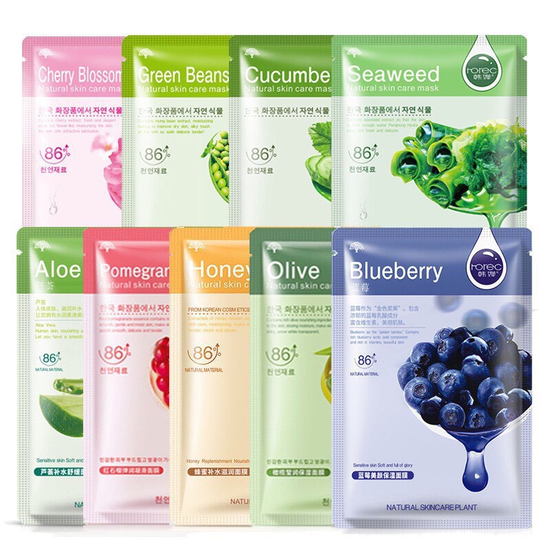 แผ่นมาส์กหน้า โรเรค Rorec Horec Natural Skin Care Nourish Mask มาส์กหน้า สูตรผิวขาวกระจ่างใสและบำรุงฟื้นฟูผิว มาส์ก มาร์คหน้า มาร์คหน้า สูตรเกาหลี 6 สูตร