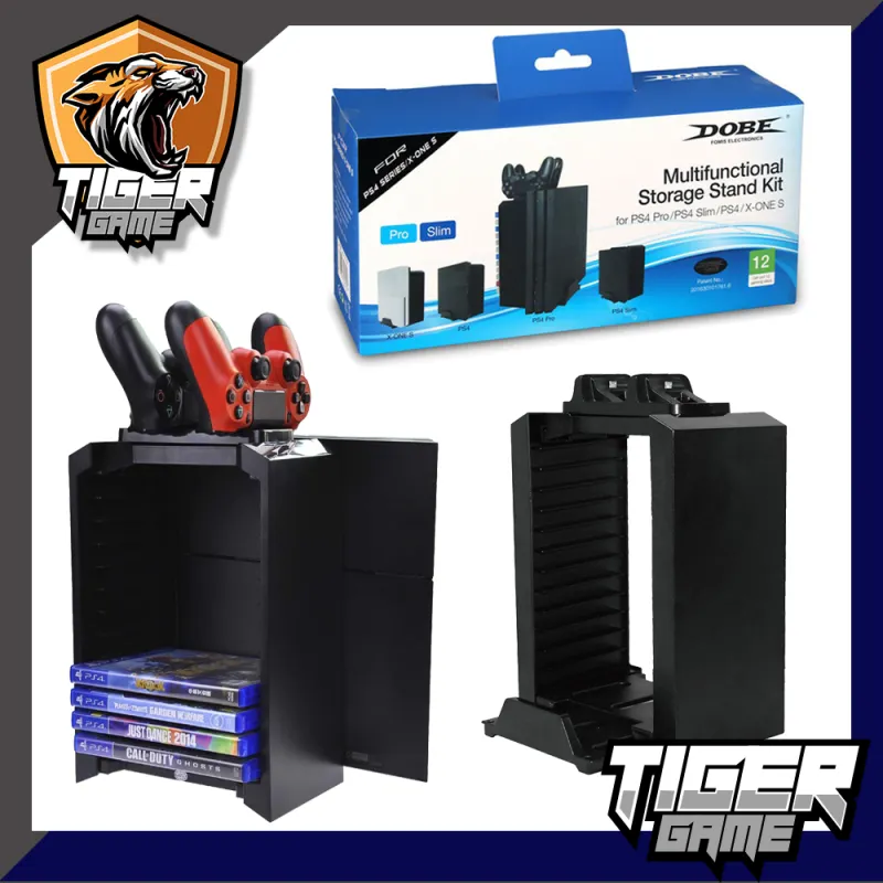 ภาพหน้าปกสินค้าDobe Monal Storage Stand Kit (ขาตั้งเครื่อง ps4)(ขาตั้งเครื่อง XBOX ONE S)(ชั้นเก็บแผ่นเกมส์)(ขาตั้งเครื่อง PS4 ชาร์จจอยได้)(ที่เก็บแผ่นเกมส์ PS4) จากร้าน Tiger Games บน Lazada