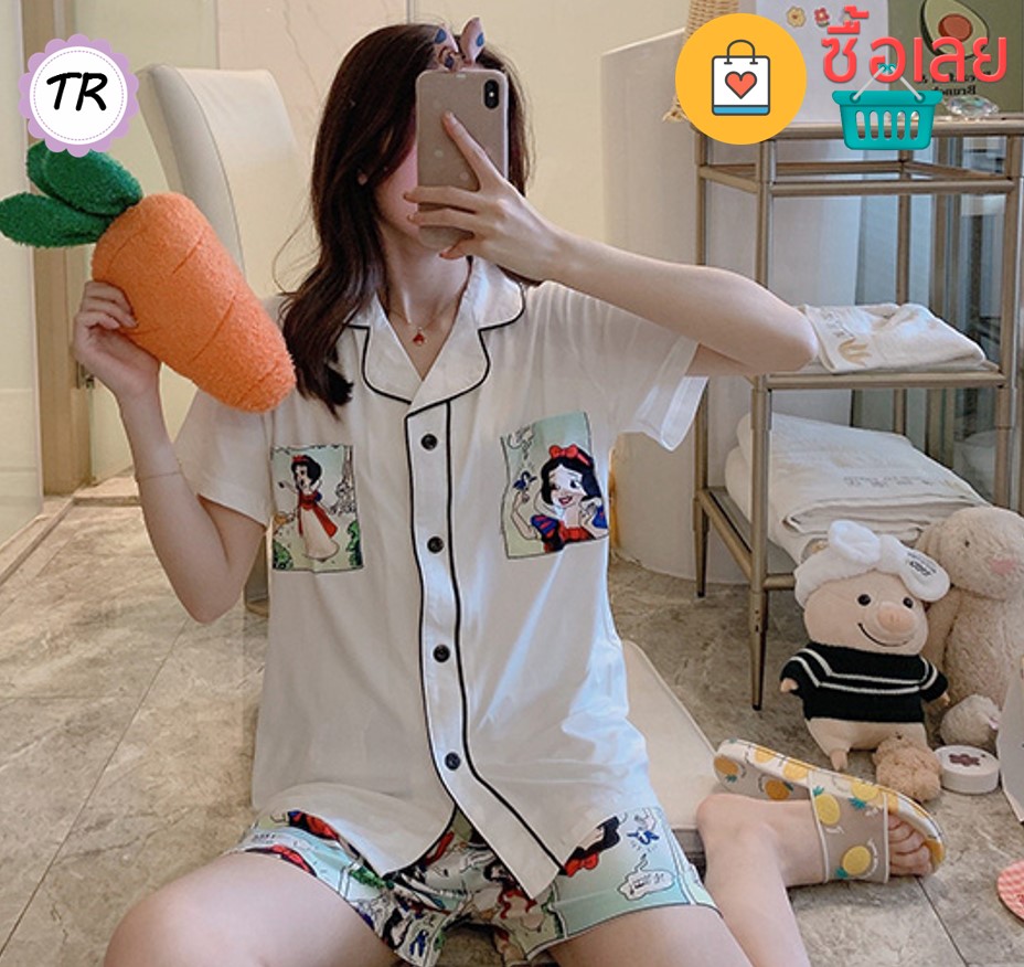 Tarashop เซตชุดนอน ชุดนอนน่ารักๆ ชุดนอนคาวาอิ ชุดนอนลายสโนไวท์ ชุดนอน ...