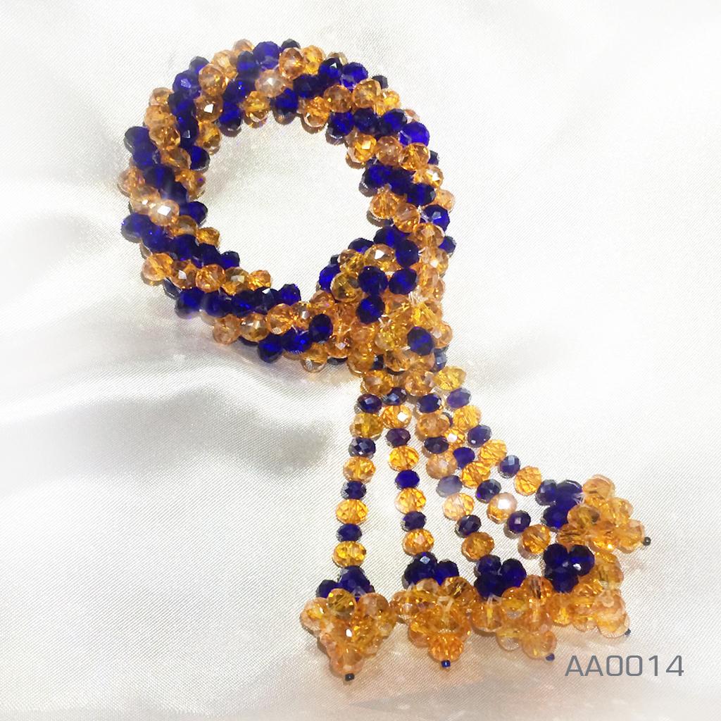 พวงมาลัยคริสตัลลายสีส้มสลับสีน้ำเงิน AA0014