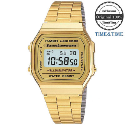 Time&Time Casio Standard นาฬิกาข้อมือผู้หญิง สีทอง Stainless Strap รุ่น A168WG-9WDF Time&Time Casio Standard นาฬิกาข้อมือผู้หญิง สีทอง Stainless Strap รุ่น A168WG-9WDF