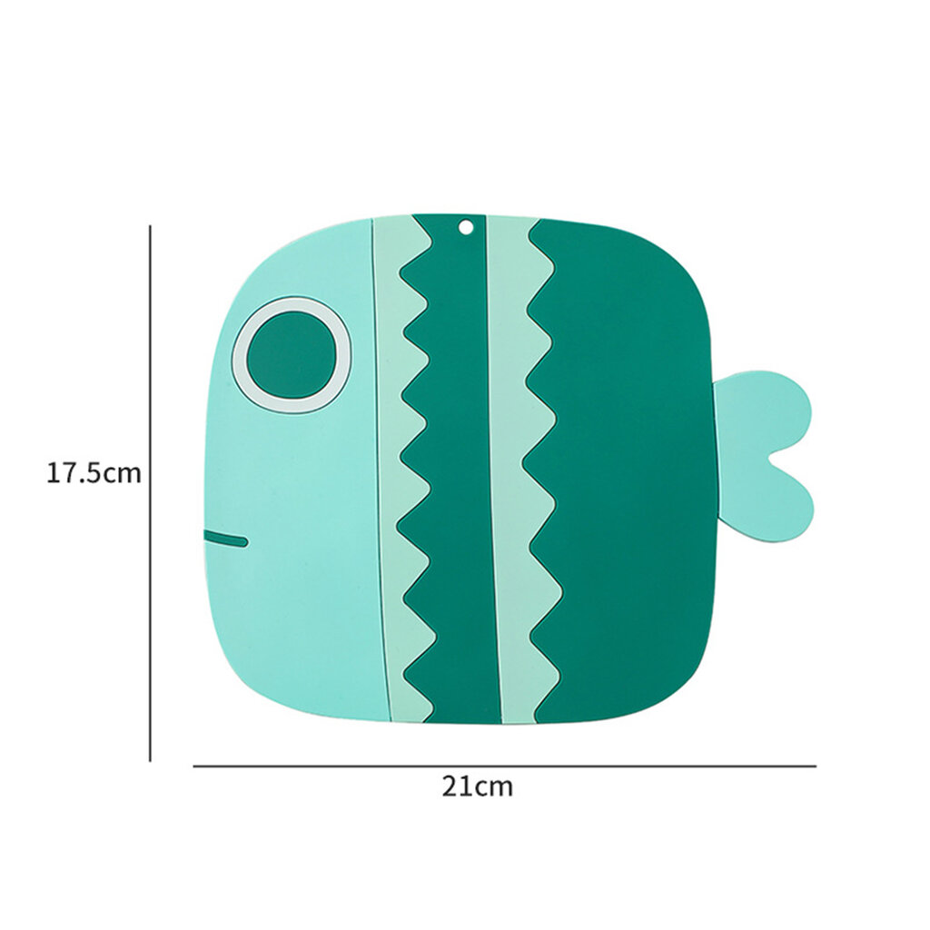 แผ่นรองกันความร้อน ซิลิโคน มีหลายรุ่น หลายขนาด รองแก้ว/รองหม้อ กันลื่น รองหรือจับของร้อนได้ ลายการ์ตูนน่ารัก สี ปลาริ้ว(21cm)เขียว สี ปลาริ้ว(21cm)เขียว
