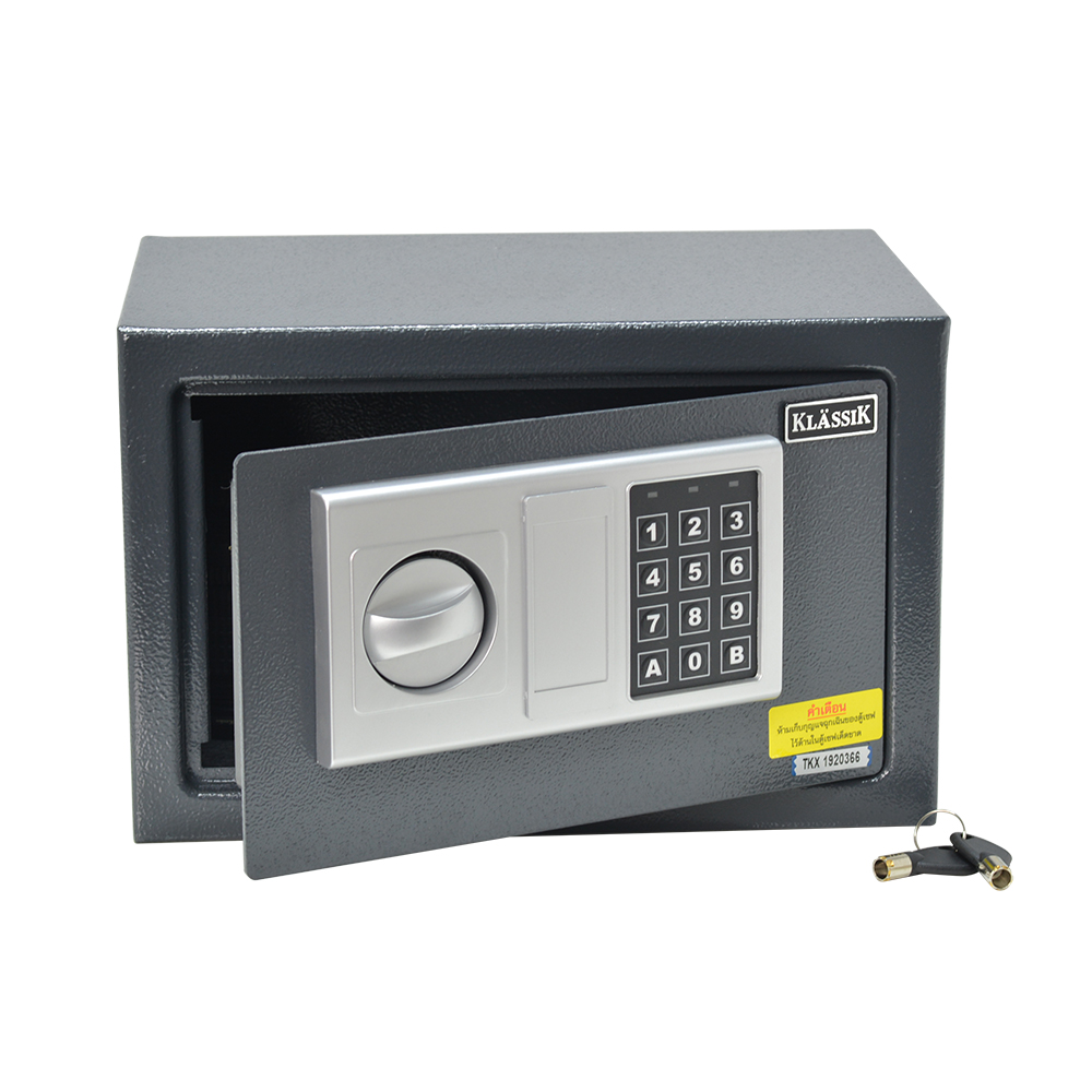 KLASSIK Electronic Safe ตู้เซฟนิรภัย SA01-20 รุ่น KS964 สีเทาดำ ไม่เจาะรู (Hotel Safe) มีกุญแจสำรองฉุกเฉิน ส่งฟรี มีบริการเก็บเงินปลายทาง