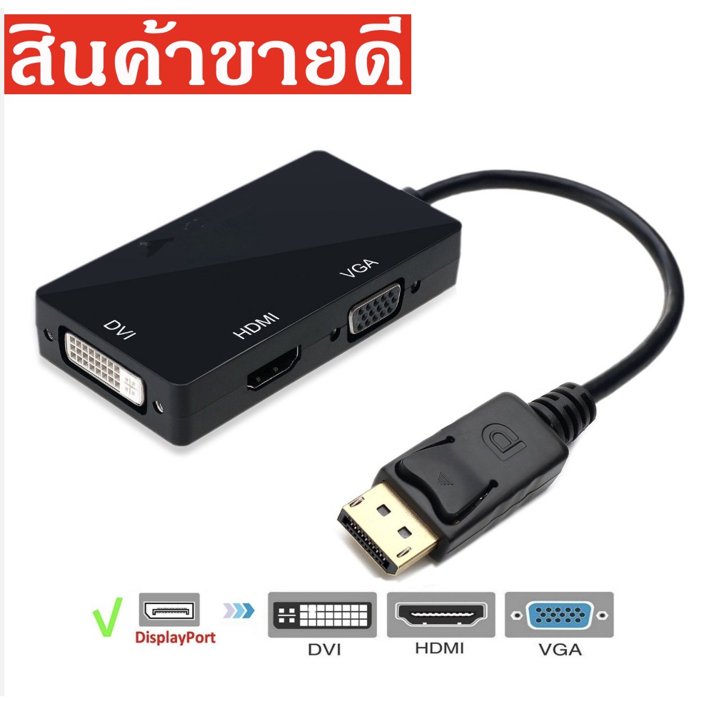 ลดราคา 3 ใน 1 DisplayPort DP TO HDMI DVI VGA Adapter 1080P พอร์ต Connector สำหรับ PC โปรเจคเตอร์แล็ปท็อป HDTV #สินค้าเพิ่มเติม แดปเตอร์ สายแปลงสายไฟ PCS Gold HDMI Extender